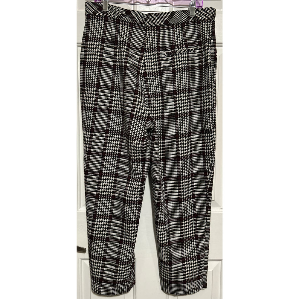 Topshop Women's Black White Plum Dress High Rise Trousers/Pants Size 12